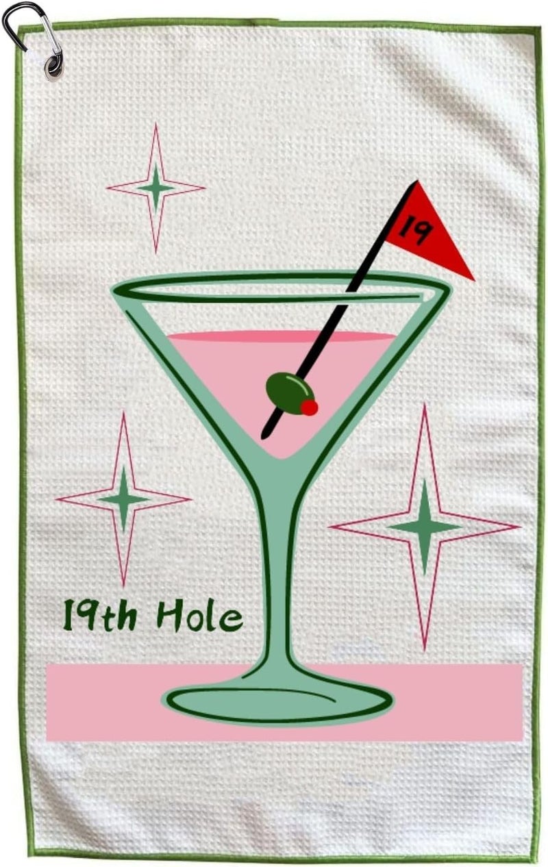 botogift Funny Golf Towel, Printed Golf Towels for Golf Bags with Clip, Golf Gift for Men Husband Boyfriend Dad, Birthday Gifts for Fan -19th Hole - Image 1